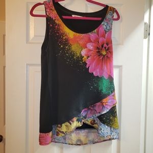 Desigual floral black tank top